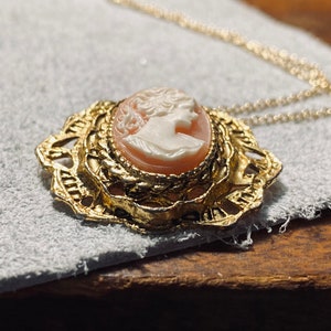 Classic Cameo Vintage Cameo Pendant Gold Toned Cameo Jewelry Victorian Inspired Cameo JustBeadItByDrue image 7