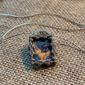Mermaid Necklace - Vintage Silver Frame Pendant - Mermaid Necklace - Swimming Mermaid - Vintage Jewelry