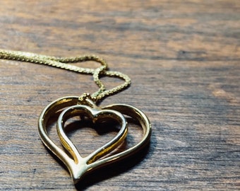 Vintage corazón Pendat - 14k oro corazón collar - collar de corazón vintage - amor - regalo de día de San Valentín - JustBeadItByDrue