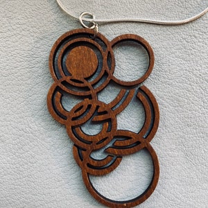 Wooden Pendant Necklace - Geometric - Modern Minimalist Necklace - Wooden Pendant - Sterling Silver Chain