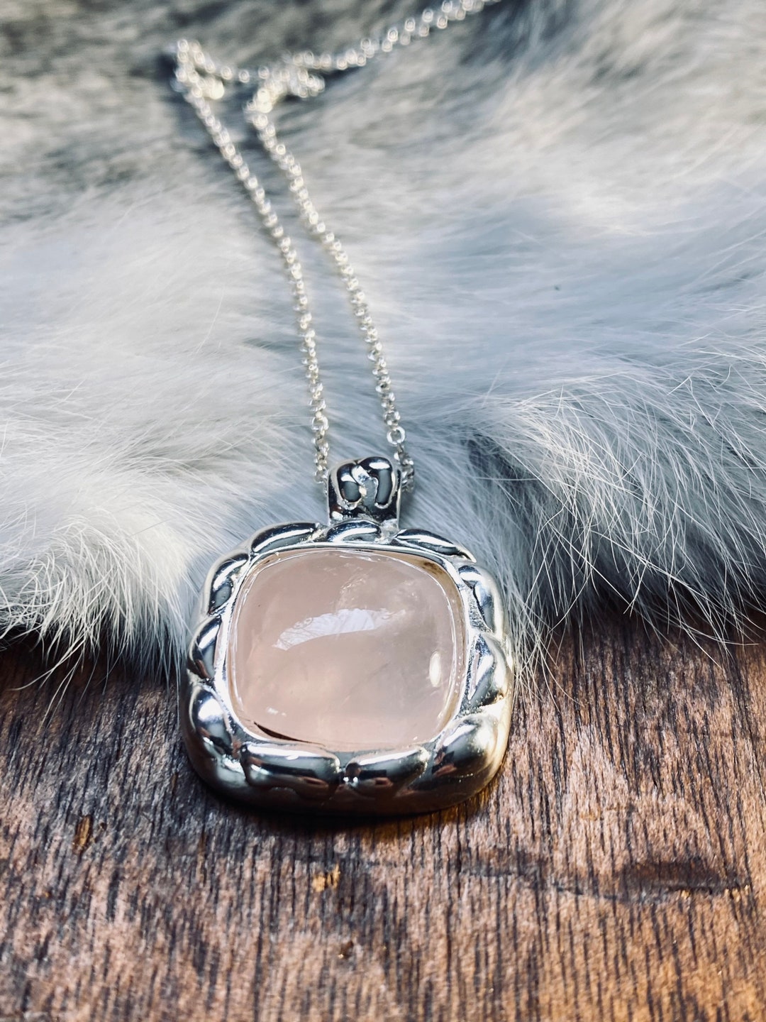 Rose Quartz Necklace Vintage Crystal Necklace Crystal - Etsy