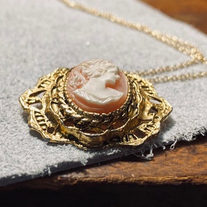 Classic Cameo Vintage Cameo Pendant Gold Toned Cameo Jewelry Victorian Inspired Cameo JustBeadItByDrue image 4