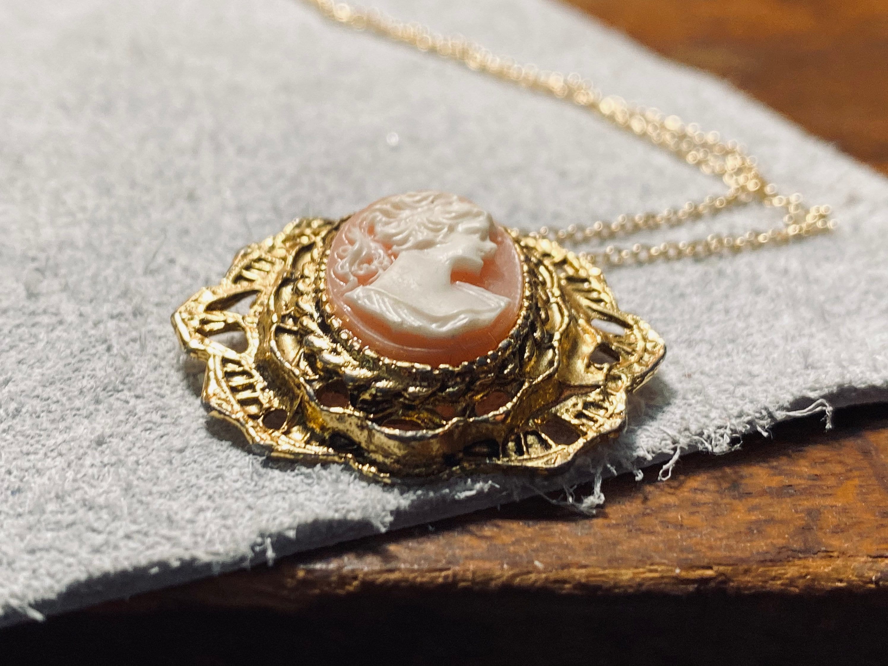 Vintage Inspired Cameo Pendant: Gold Toned Victorian Jewelry - Etsy