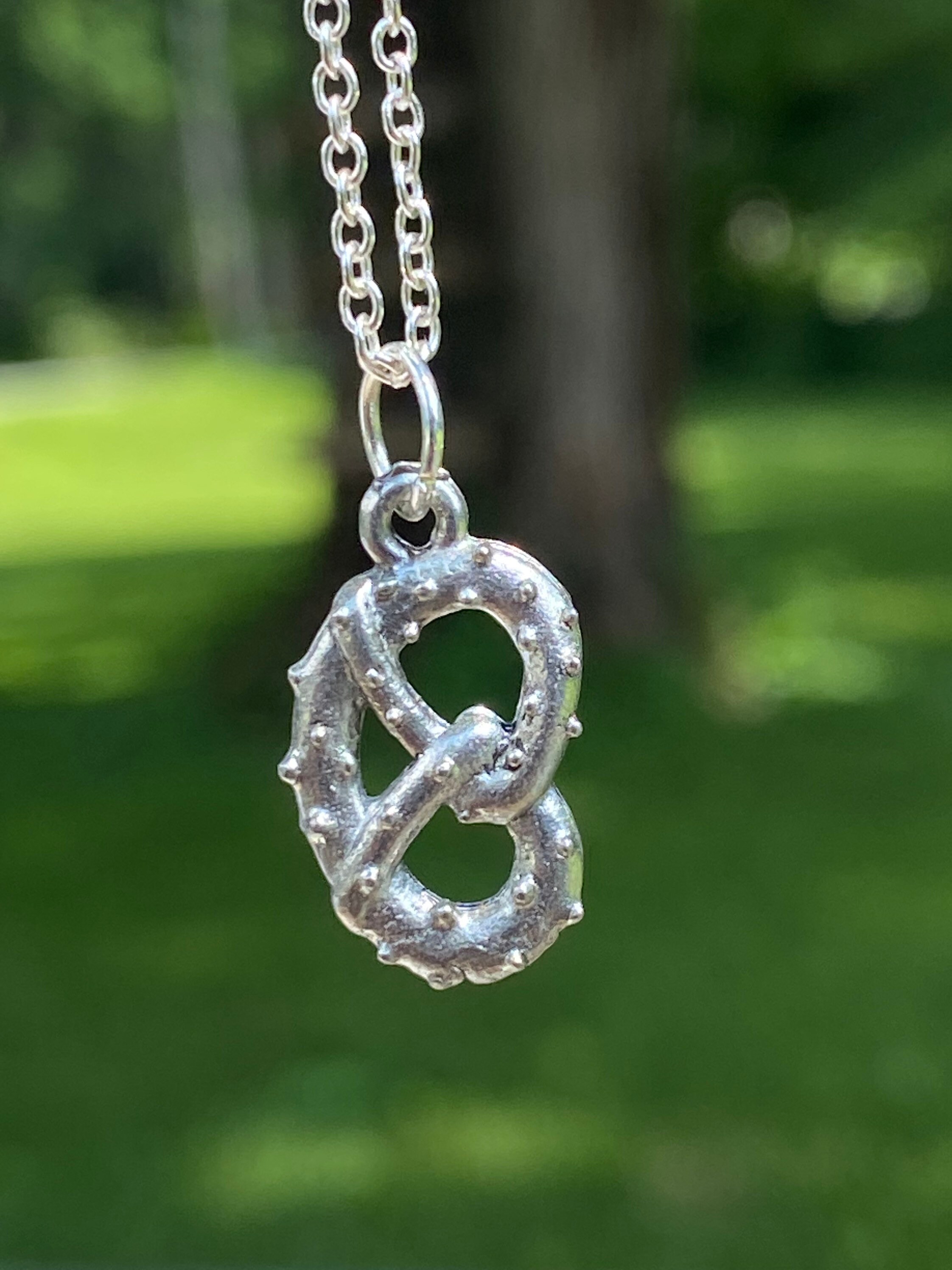 Silver & Gold Pretzel Necklace Pretzel Charm Necklace Food Etsy UK