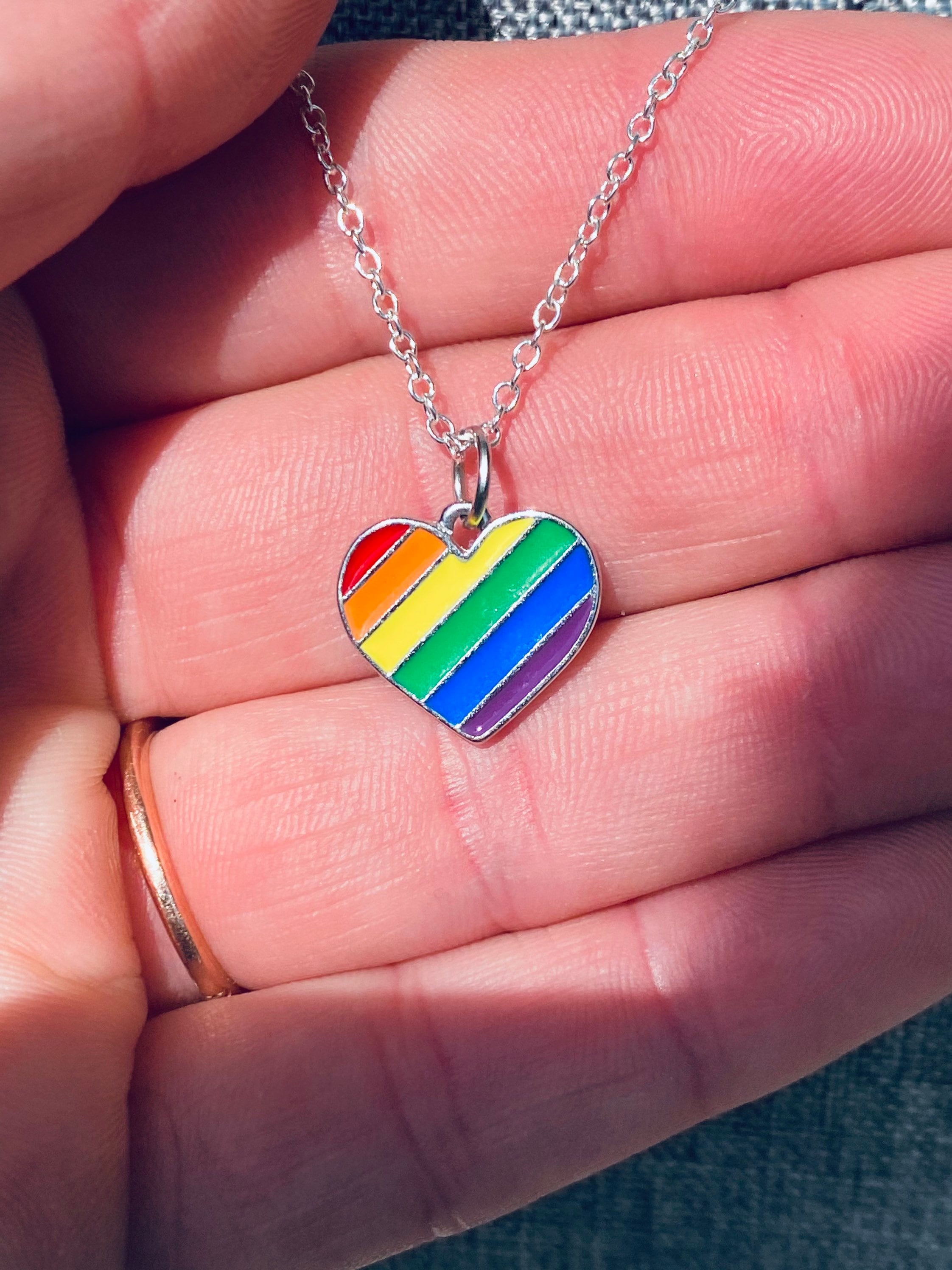 ●VVV● Rainbow Unbalanced Heart Bead Chain Necklace 25SSNK1 Rainbow Unbalanced Heart Bead Chain Necklace - VVV브이브이브이