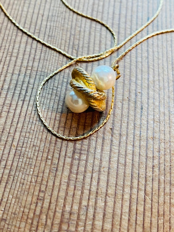 Vintage Pearl Pendant Necklace Gold Filled Chain Pendant Vintage Jewelry Etsy