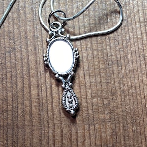 Mirror Necklace - Miniature Mirror Charm - Silver Hand Mirror Pendant - Miniature Hand Mirror - Sterling Silver - JustBeadItByDrue