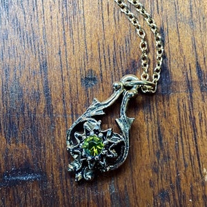 Vintage 14k Gold Green Stone Pendant - Gemstone - Camco - Gold Jewelry - JustBeadItByDrue