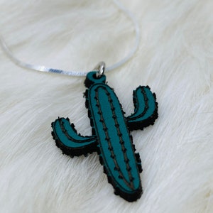 Cactus Necklace - Green Cactus - Sterling Silver Necklace