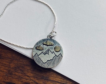 Sterling Silver Mountain Charm Necklace - Travel Jewelry