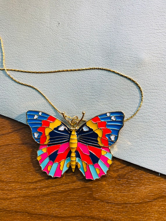 Multi-Color Metal Butterfly Pendant - Butterfly N… - image 1