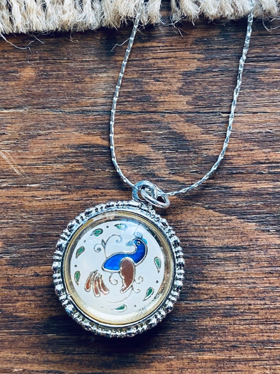Vintage Peacock Pendant - Peacock Jewelry- Vintage
