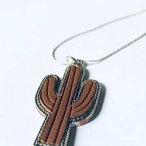 Leather Cactus Pendant