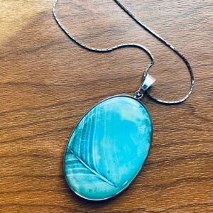 Green Agate Oval Pendant - Stone Necklace - Sterling Silver Chain - JustBeadItByDrue