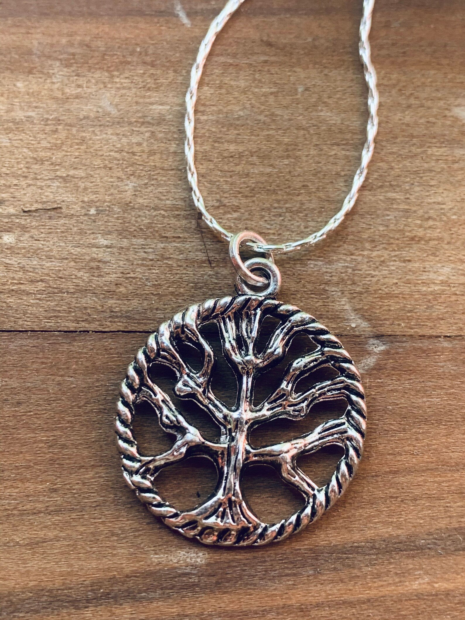 Family Tree Charm Silver Charm Necklace Sterling Silver Etsy