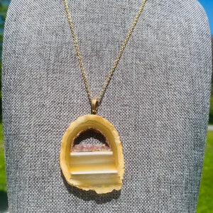 Agate Geode Slice - Geode Slice - Druzy Quartz Necklace - Natural Stone Pendant - Boho Chic - Bohemian Style Jewelry
