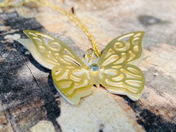 Butterfly Necklace - Gold Jewelry - Vintage Inspi… - image 6