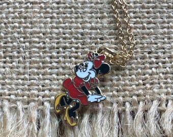 Minnie Mouse Charm Necklace - Vintage Gold Charm Necklace - Disney