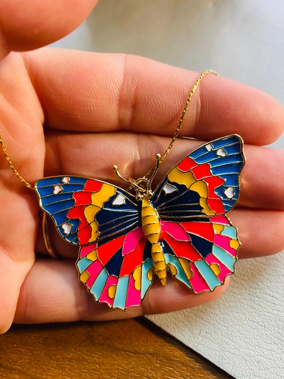 Multi-Color Metal Butterfly Pendant - Butterfly N… - image 7