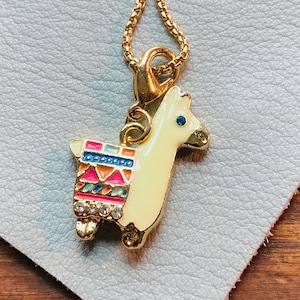 Enameled Llama Necklace: Colorful Party Pinata Charm