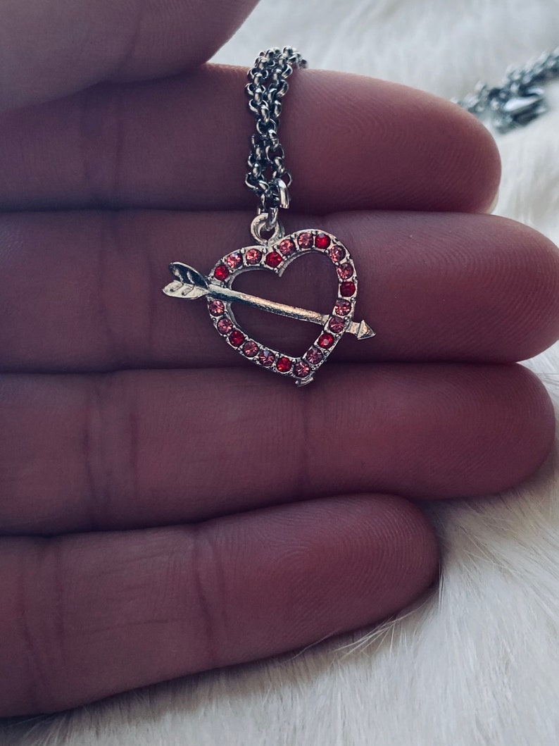 Studded Heart Charm Heart Charm Necklace Love Jewelry Rainbow Jewelry Heart Necklace JustBeadItByDrue