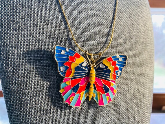 Multi-Color Metal Butterfly Pendant - Butterfly N… - image 2