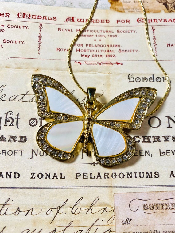 Butterfly Pendant- Abalone Shell -  14k Gold Neckl