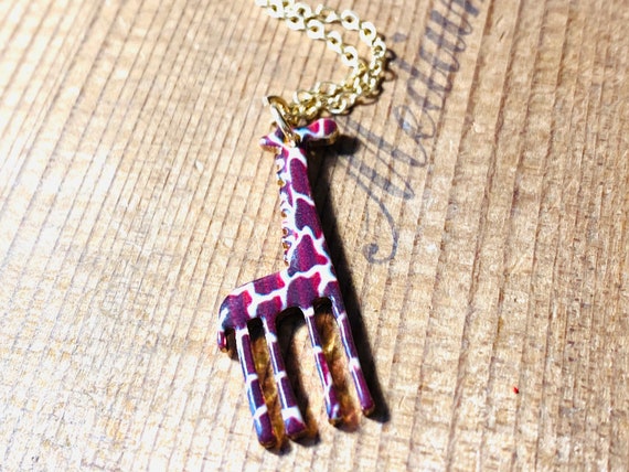 Giraffe Necklace - Animal Charm Necklace - Gold N… - image 2