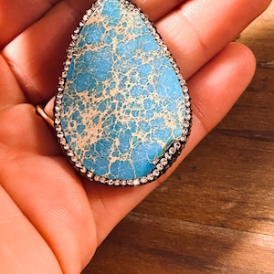 Turquoise Pendant - Crystal Necklace - Sterling Silver Necklace - Gemstone Necklace - Rhinestone - Turquoise Jewelry - JustBeadItByDrue
