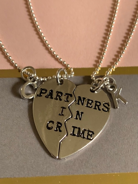 Best Friend Necklace for 2 Friendship Necklace Best Friend Gift Partners in Crime Charm Necklaces Best Friend Jewelry Etsy