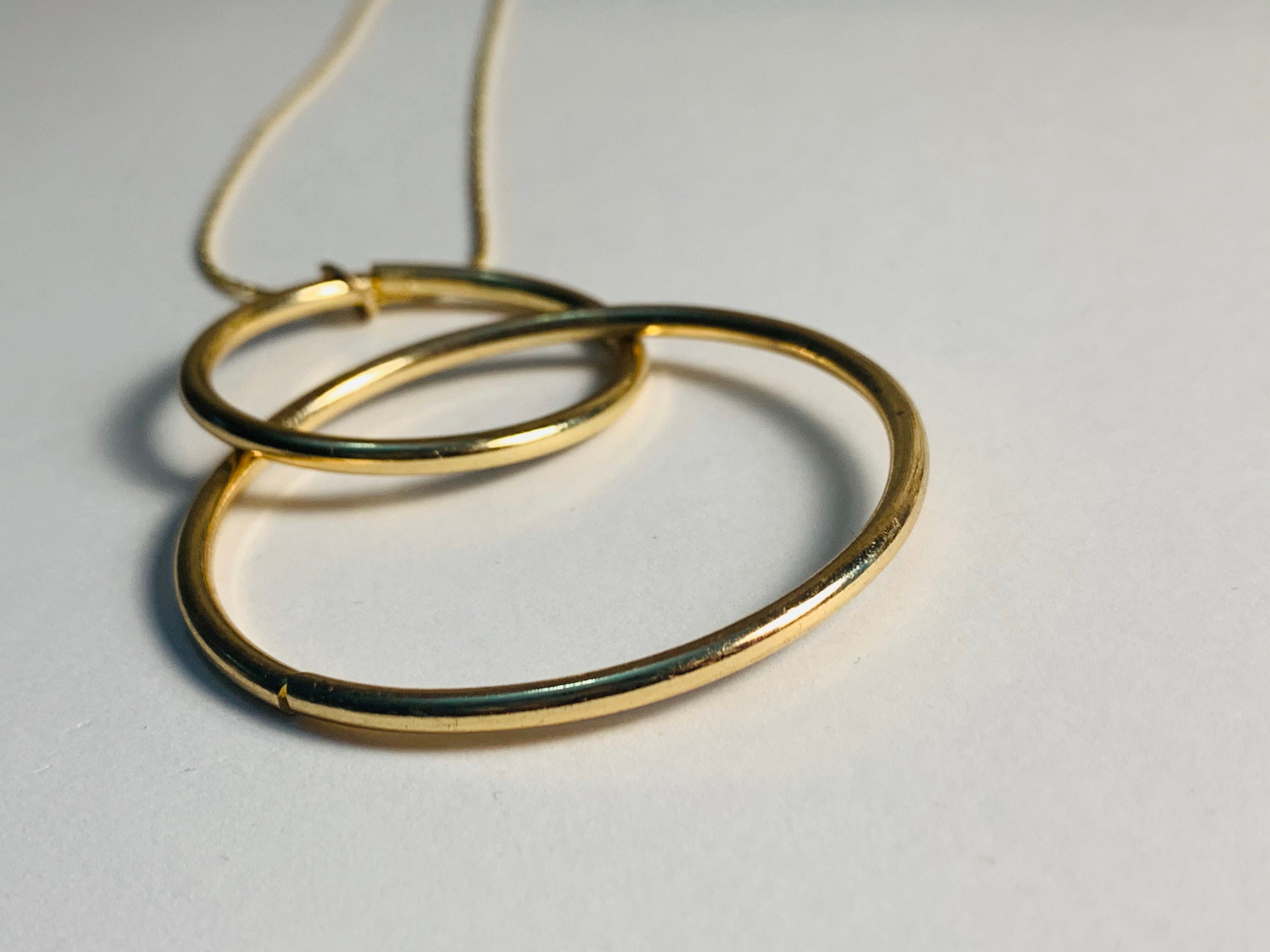 Gold Linked Hoop Pendant Drop Hoop Necklace Gold Linked - Etsy UK