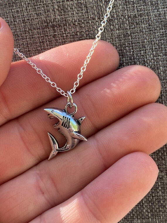 925 Sterling Silver Great White Shark Pendant Charm - Ocean Sea Life - Made In USA