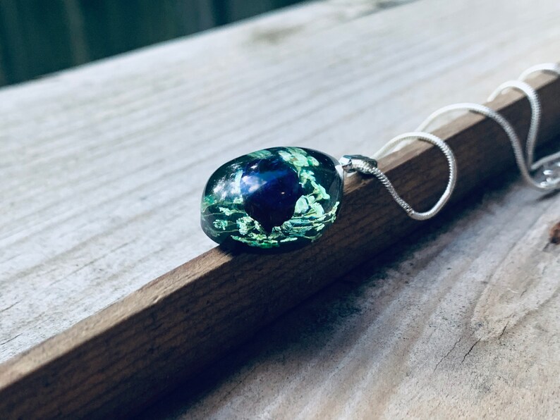 Floral Glass Pendant JustBeadItByDrue Sterling Silver Necklace Floral Pendant Flower Jewelry Teardrop Pendant