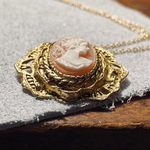Classic Cameo Vintage Cameo Pendant Gold Toned Cameo Jewelry Victorian Inspired Cameo JustBeadItByDrue image 2
