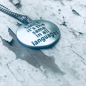 Smile Sterling Silver Necklace: Inspirational Quote Jewelry
