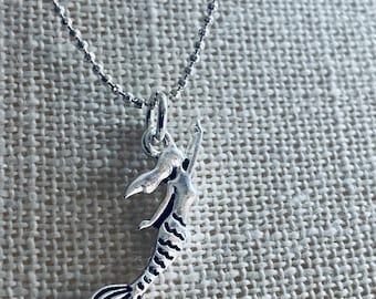 Silver Mermaid Charm Necklace: Ocean Jewelry Gift