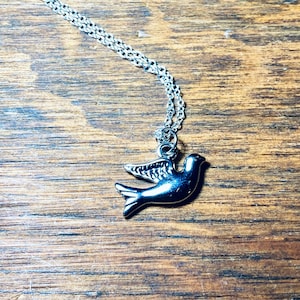 Tiny Dove Necklace -Delicate Necklace - Tiny Bird Necklace - Dainty Necklace - Sterling Silver Necklace - JustBeadItByDrue