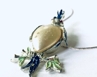 Peacock Necklace- Bird Necklace - Retro Peacock - Peacock Pendant - Bird Jewelry- Vintage