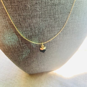 Dainty Black Onyx Necklace: 14k Gold Filled Geometric Pendant