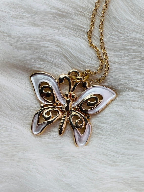 Vintage Gold Butterfly  - Butterfly Pendant - Gold