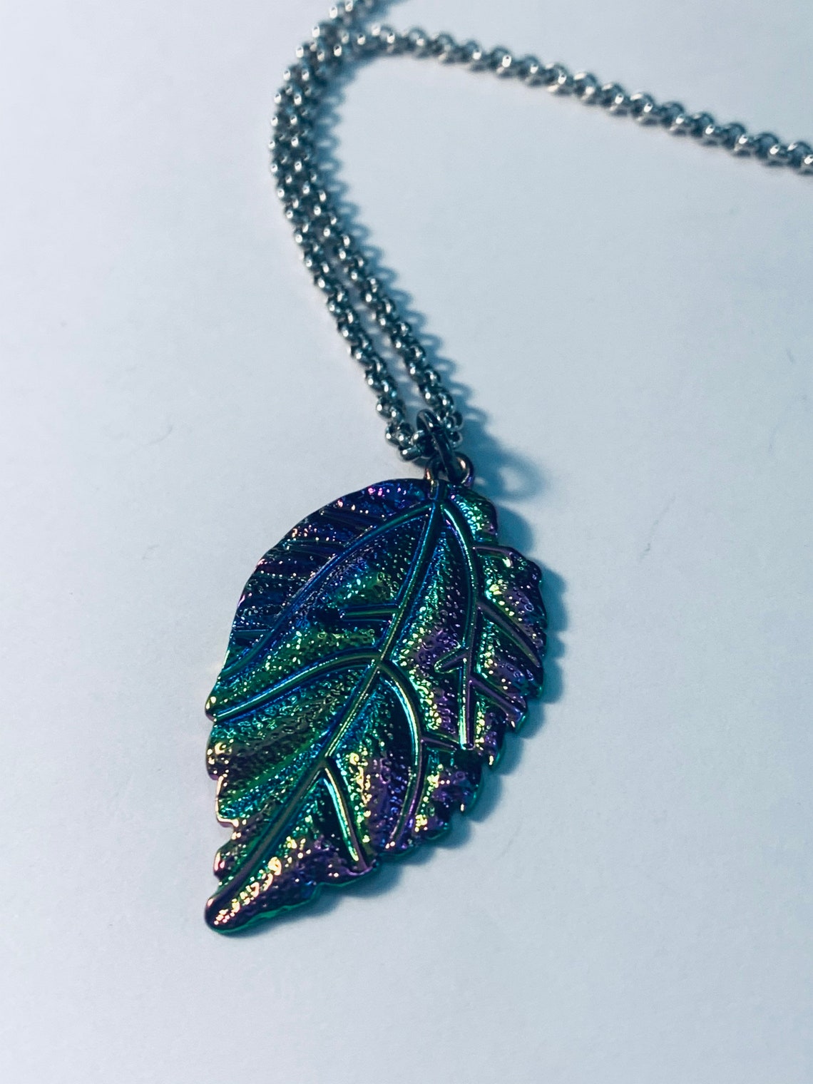 Metallic Leaf Pendant Leaf Necklace Justbeaditbydrue Etsy