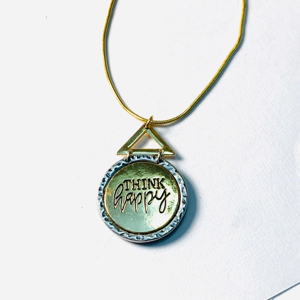 Think Happy Pendant- Inspirational Jewelry - Positive Intentions - Happy Pendant Necklace