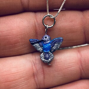 Hummingbird Charm Necklace: Polymer Clay Bird Pendant