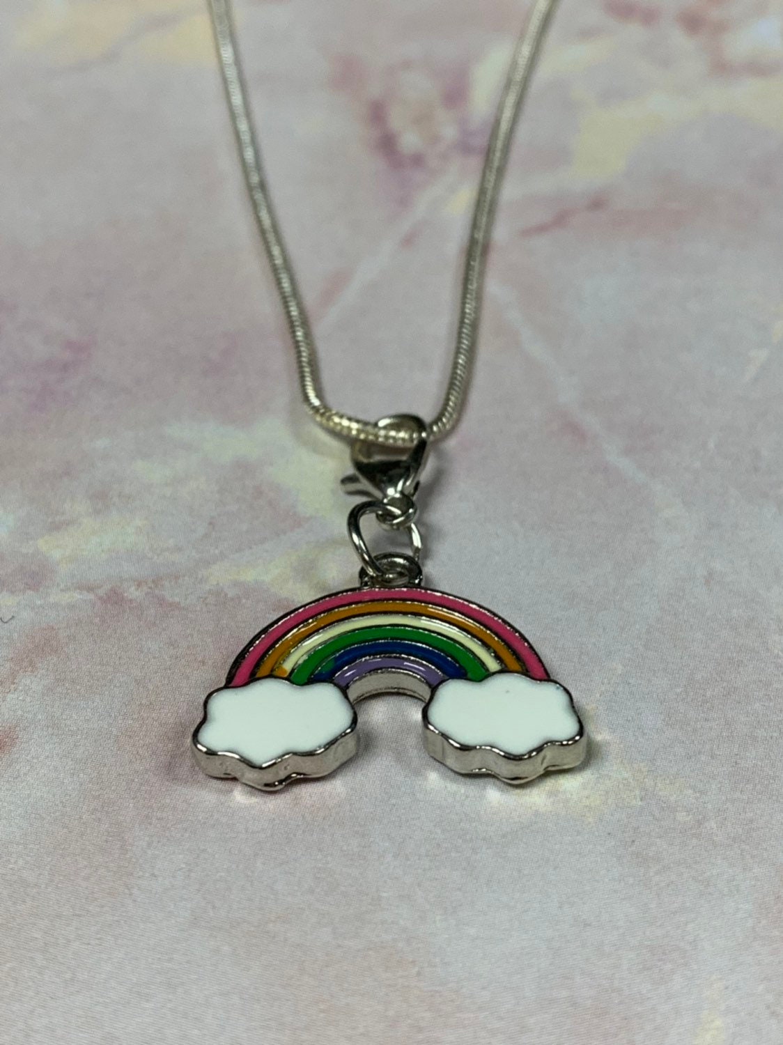 Silver cheap rainbow necklace