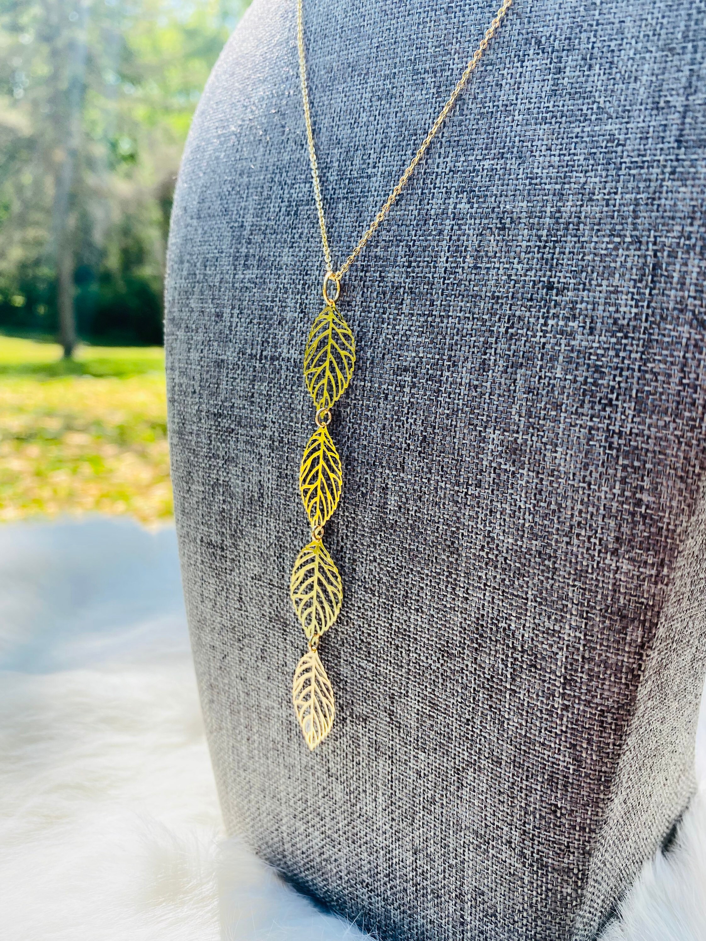 Gold Leaf Cascade Necklace - Delicate 14k Gold Chain - Etsy Llife