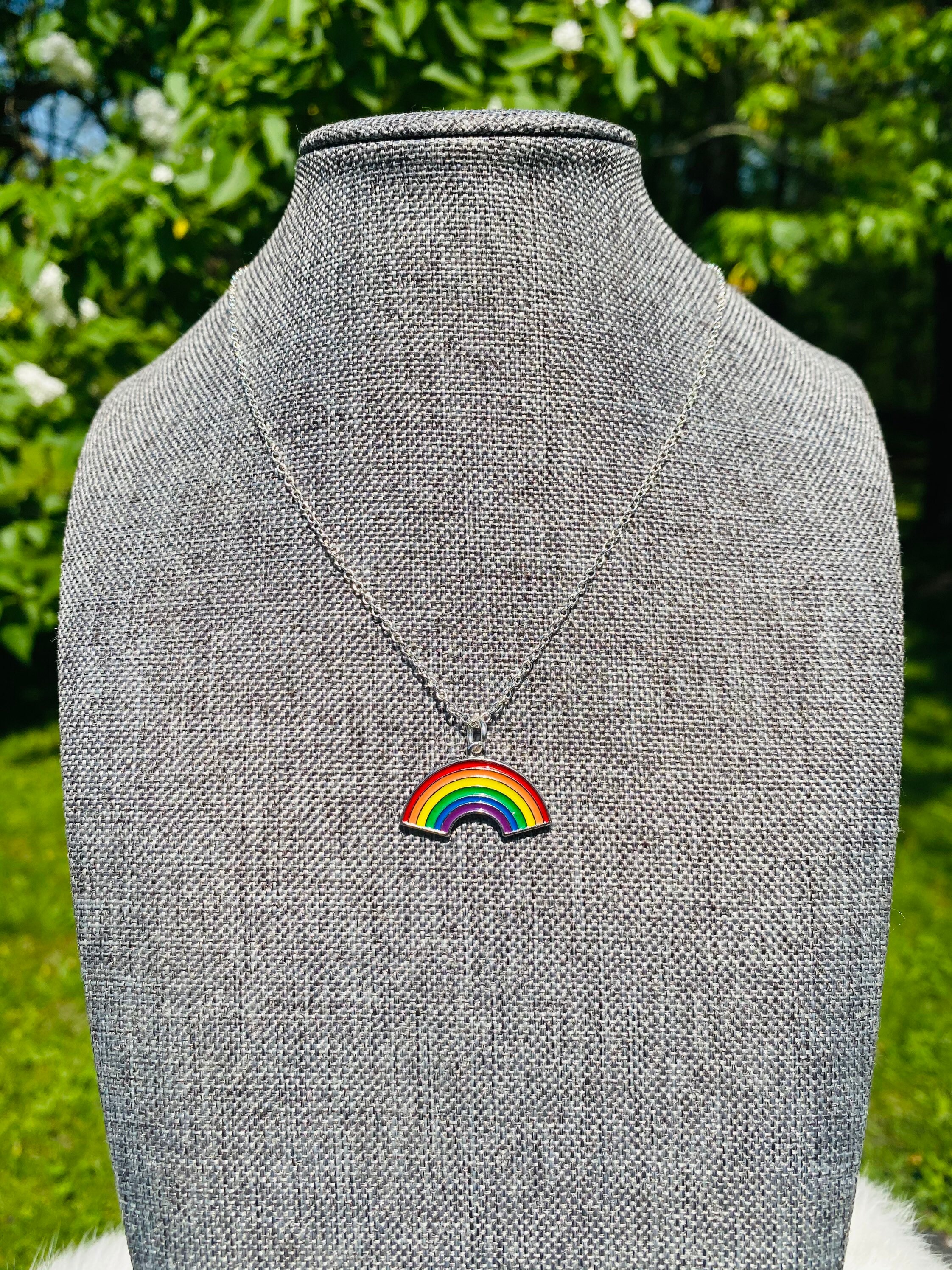 ◆VVV◆ Rainbow Unbalanced Heart Bead Chain Necklace 25SSNK1 Rainbow Unbalanced Heart Bead Chain Necklace - VVV브이브이브이
