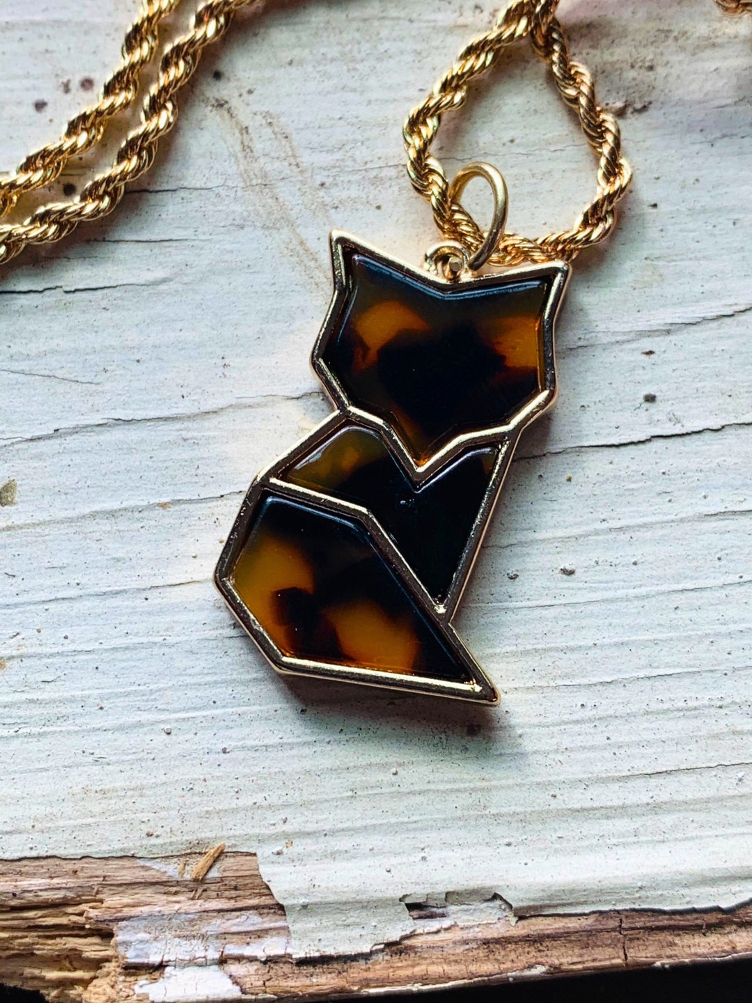 Fox Necklace Gold Geometric Jewelry Animal Charm Necklace Minimalist