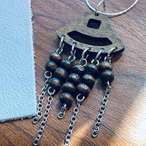 Boho Wood Necklace -  Geometric -   Wood Jewelry - Boho Wood Pendant