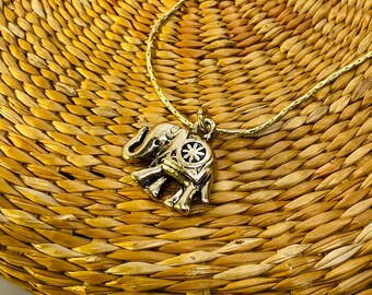 Gold Elephant Charm Necklace - 14k Gold Plated