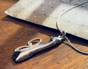 Sterling Silver Cat Charm Necklace - Cat Lover Jewelry